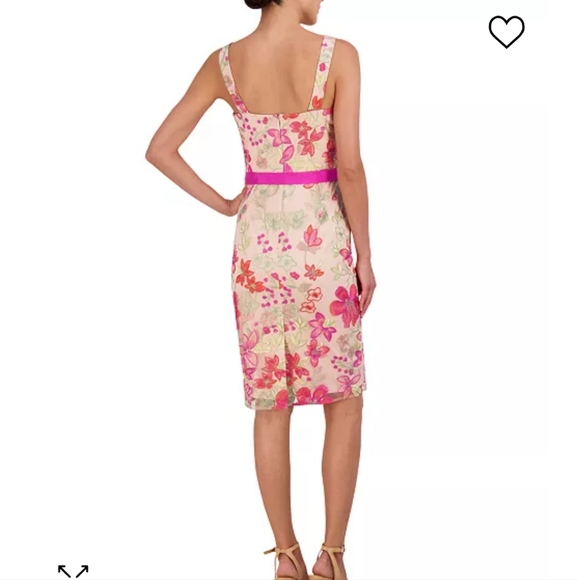 Eliza J Floral Embroidered V Neckline Sleeveless Sheath Dress - Picture 2 of 8